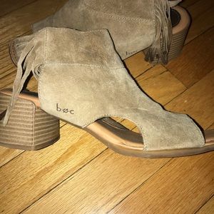 BOC Sandals | BOC Tan Suede Fringe Sandals